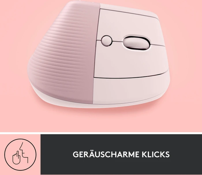 Logitech Lift Vertical Ergonomic Mouse, Rose, Logi Bolt, USB/Bluetooth