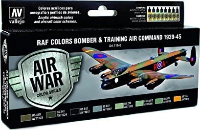 Vallejo Model Air Air War Color Series WWII RAF & FAA Bomber Command & Training Farbset, 8-tlg.
