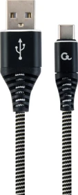 Gembird Premium Cotton Braided Type-C USB Charging And Data Cable 2.0m schwarz