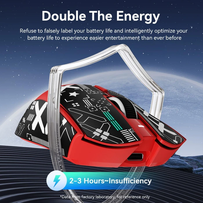 Attack Shark X1 Tri-mode Wireless Gaming Mouse mit Ladestation, rot, inkl. Grip Tape, USB/Bluetooth