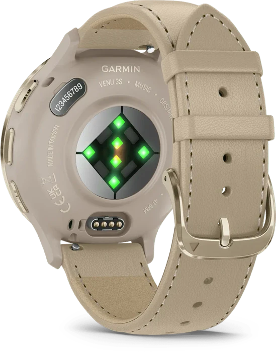 Garmin Venu 3S soft gold/french grey leather