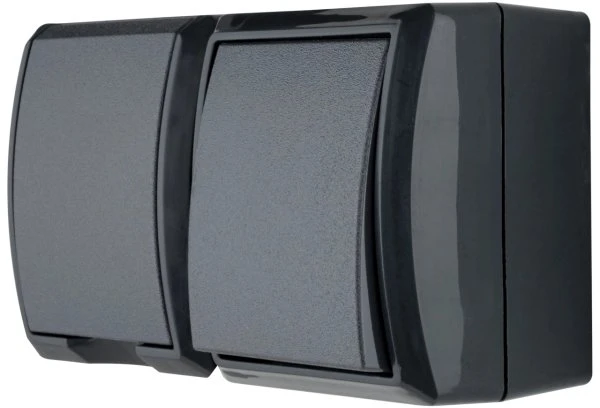 REV Ritter AquaForm Aus-/Wechselschalter + Steckdose AP IP44 waagerecht, anthrazit