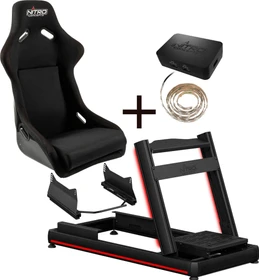 Nitro Concepts E-Racer - LED Evo Bundle, Aluminium-Cockpit, R300 Evo Schalensitz mit Slider-Set und RGB Erweiterung, schwarz