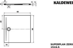 Kaldewei Superplan Zero 1516-5 Duschwanne 80x80cm, Secure Plus, Wannenträger extraflach, warm grey90