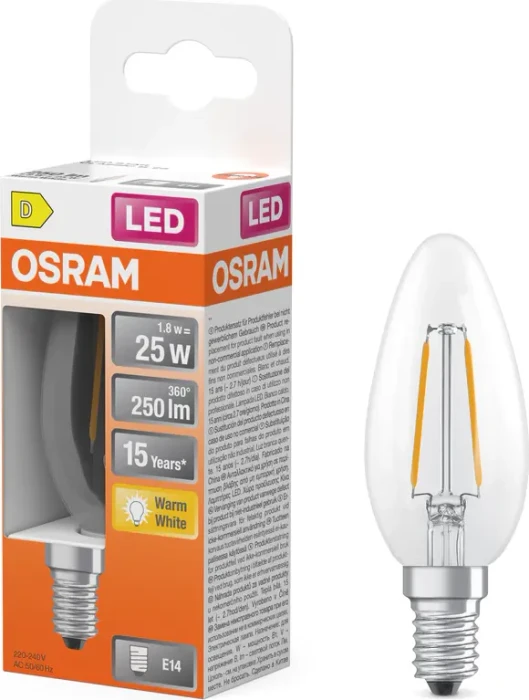 Osram Ledvance LED Retrofit Star Classic B 25 Filament 1.8W/827 E14 klar
