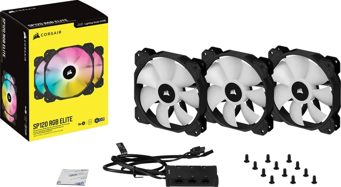 Corsair SP Series iCUE SP120 RGB Elite Triple Fan Kit, schwarz, LED-Steuerung, 120mm, 3er-Pack