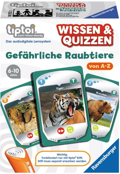 Ravensburger tiptoi Spiel: Wissen & Quizzen: Gefährliche Raubtiere