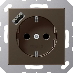 Jung SCHUKO Steckdose mit USB-Ladegerät, mokka