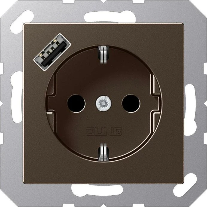 Jung SCHUKO Steckdose mit USB-Ladegerät, mokka