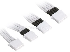 BitFenix Alchemy 4-Pin Molex auf 3x 4-Pin Molex 55cm, sleeved weiß/weiß