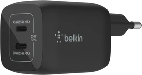 Belkin BoostCharge Pro USB-C-GaN-Ladegerät mit zwei Anschlüssen und PPS (65W) schwarz