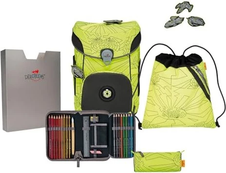DerDieDas ErgoFlex Easy Exklusiv Superflash Neon Fighter Schultaschen-Set, 5-tlg.