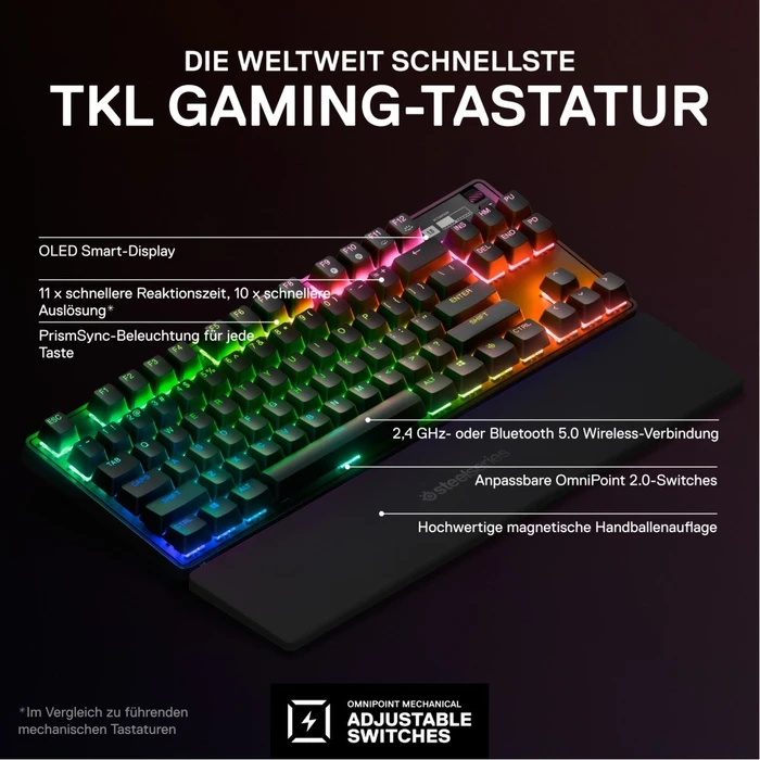 SteelSeries Apex Pro TKL Wireless 2023, OmniPoint 2.0, USB/Bluetooth, DE