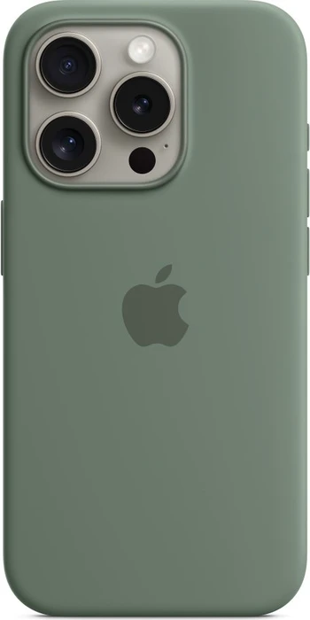 Apple Silikon Case mit MagSafe für iPhone 15 Pro Zypresse