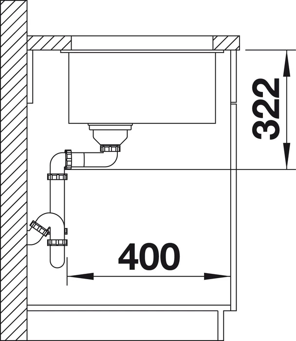 Blanco Subline 700-U Level Unterbau Becken mittig mit Ablauffernbedienung schwarz