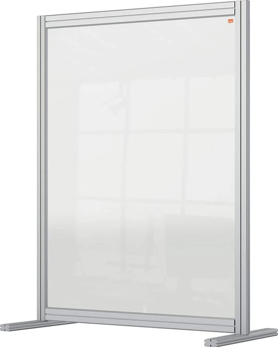 Nobo Premium Plus Schreibtisch-Trennwand aus Acryl, transparent/silber, 80x100cm