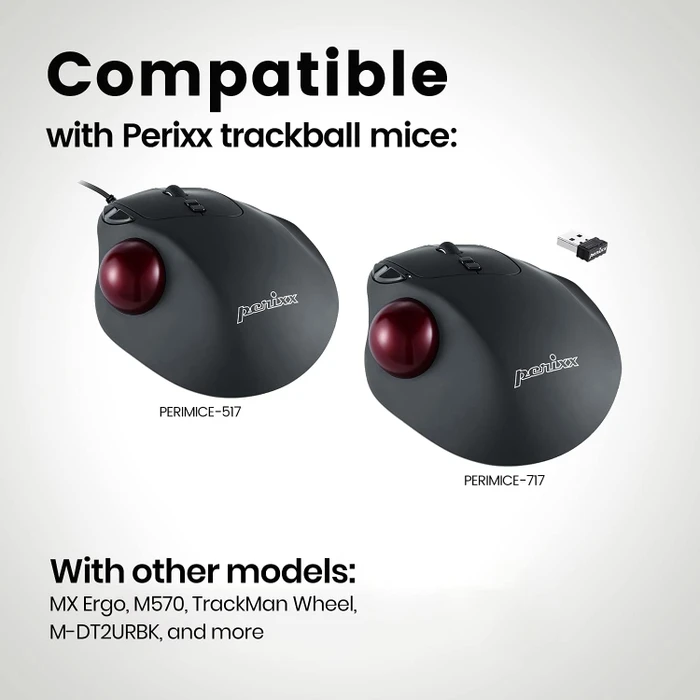 Perixx PERIPRO-303X2E 34mm für Perimice und Logitech M570, Ersatz-Trackball, 1x rot glänzend, 1x rot matt, 2er-Set