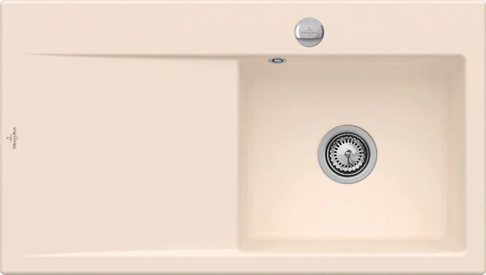 Villeroy & Boch Subway Style 50 Einbau Becken rechts mit Ablauffernbedienung ivory