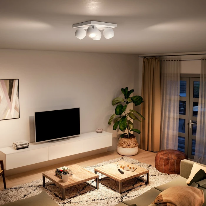 Philips Hue White Ambiance Buckram 4-flammig weiß