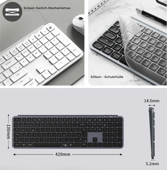 Keychron B6 Pro Ultra-Slim Wireless, Space Gray, USB/Bluetooth, DE