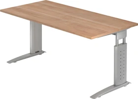 Hammerbacher Ergonomic Plus U-Serie US16/N/W Schreibtisch 160x80cm Nussbaum/weiß