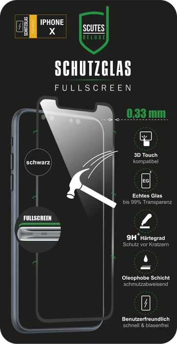 Scutes Deluxe Displayschutzglas Full Screen für Apple iPhone X/XS