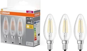 Osram Ledvance LED Base Filament Classic B 40 E14 4W/827, 3 Stück