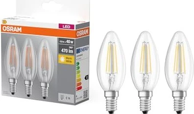 Osram Ledvance LED Base Filament Classic B 40 E14 4W/827, 3 Stück