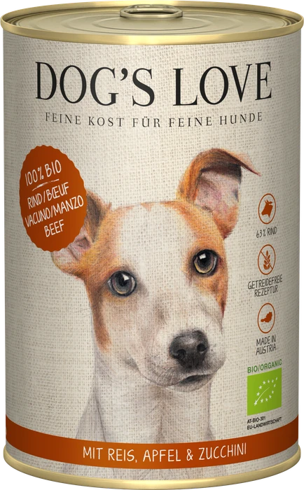 PetCo Dog's Love Bio Rind mit Naturreis, Apfel und Zucchini, 400g