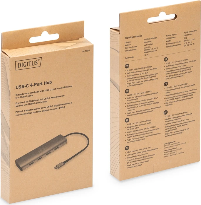 Digitus USB-C Hub, 4x USB-C 3.0, USB-C 3.0 [Stecker]