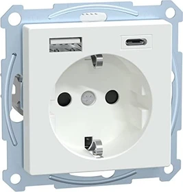 Merten System M 1-M SCHUKO Steckdose mit USB-Ladegerät, aktivweiß