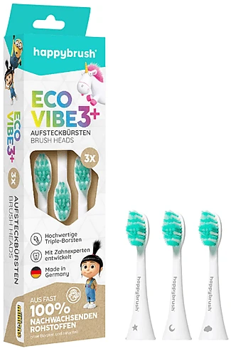HappyBrush Eco Vibe 3+ Agnes Ersatzbürste, 3 Stück