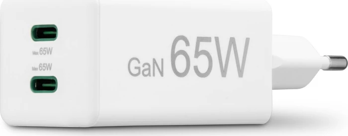 Hama Schnellladegerät GaN 2x USB-C Mini-Ladegerät PD 65W weiß