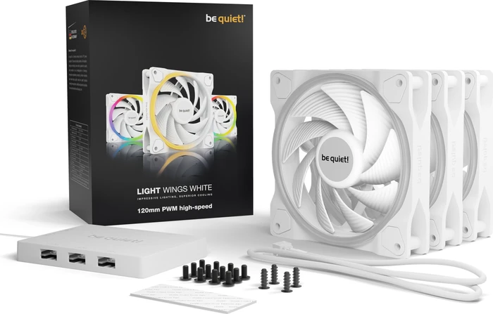 be quiet! Light Wings White PWM High-Speed, LED-Steuerung, 120mm, 3er-Pack