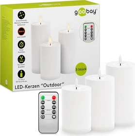 Wentronic goobay Echtwachskerzen weiß LED 3x warmweiß, 3 Stück