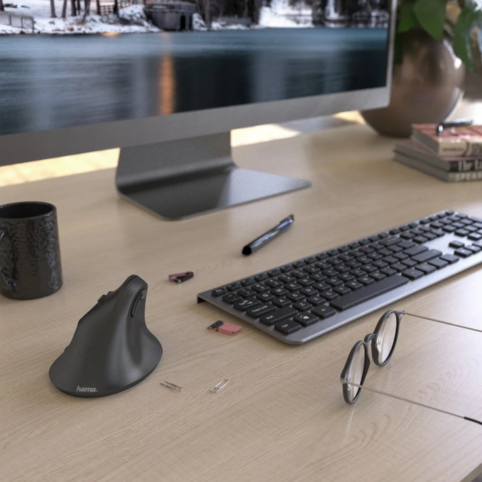 Hama EMW-500L Vertical Wireless Maus schwarz, Linkshänder, USB