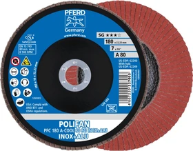 Pferd PFC 180 A-COOL 80 SG INOX+ALU POLIFAN Fächerschleifscheibe K80, 180x22.23mm, 10 Stück