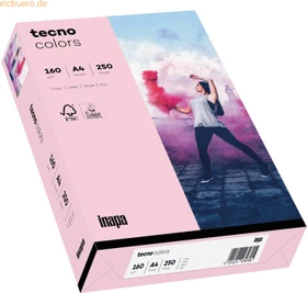 inapa tecno colors Universalpapier hellrosa, A4, 160g/m², 250 Blatt