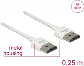 DeLOCK Slim 4K High Speed mit Ethernet HDMI 2.0 Kabel weiß, 0.25m