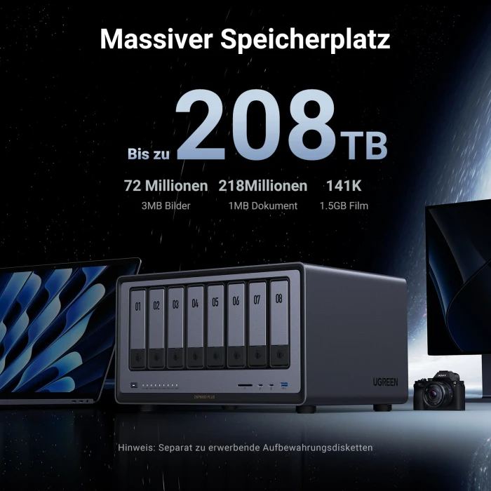 Ugreen NASync DXP8800 Plus, 8GB RAM, 2x RJ-45 10GBase-T, 2x Thunderbolt 4 / USB4