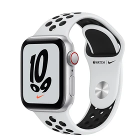 Apple Watch Nike SE (GPS + Cellular) 40mm silber mit Sportarmband Pure Platinum/schwarz