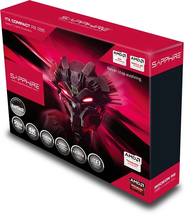 Sapphire Radeon R9 285 ITX Compact OC, 2GB GDDR5, DVI, HDMI, 2x mDP, full retail
