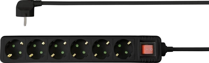 Sygonix Schutzkontakt Steckdosenleiste, 6-fach, 1.4m, schwarz