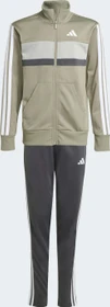 adidas Seasonal Essentials Tiberio 3-Streifen Tricot Trainingsanzug silver pebble/grey six/metal grey/white (Junior)