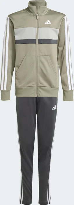 adidas Seasonal Essentials Tiberio 3-Streifen Tricot Trainingsanzug silver pebble/grey six/metal grey/white (Junior)