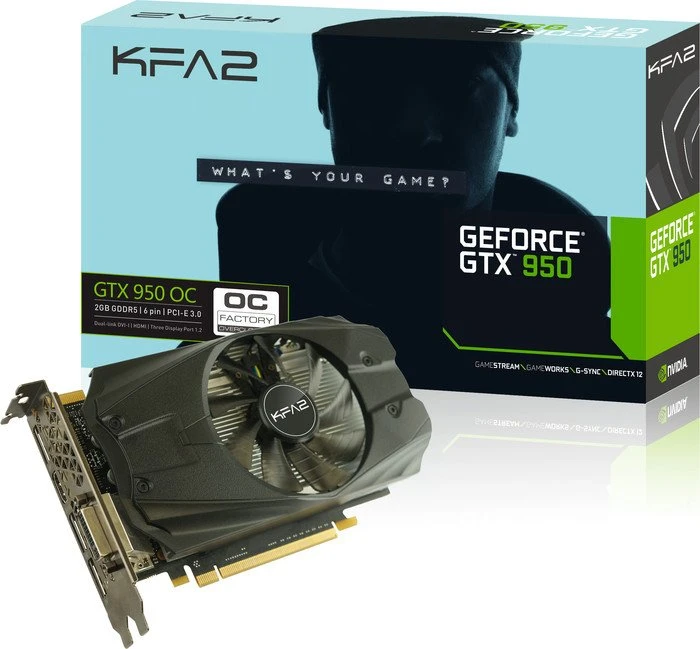 KFA2 GeForce GTX 950 OC, 2GB GDDR5, DVI, HDMI, 3x DP