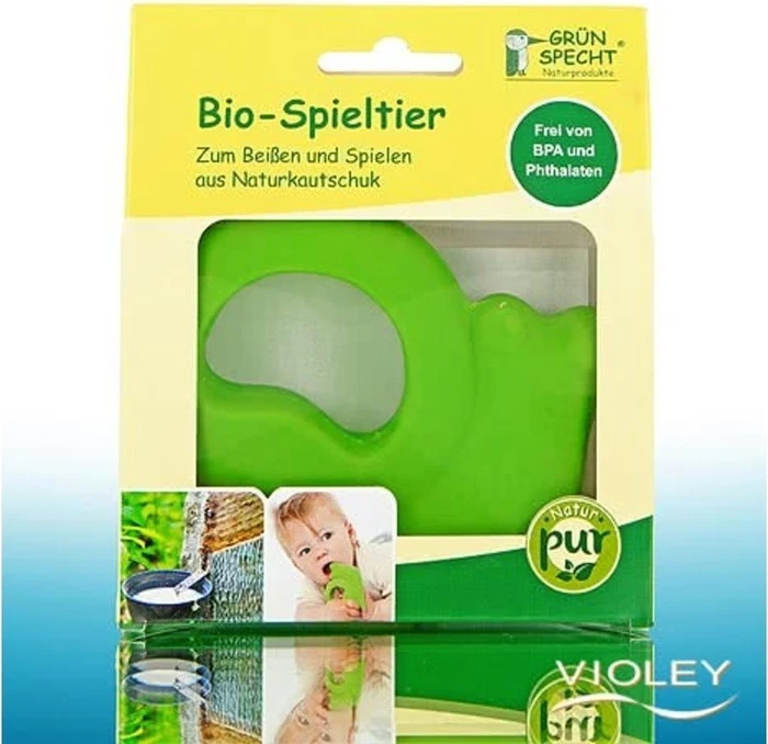 Grünspecht Bio-Spieltier aus Naturkautschuk Schnecke Beißring (683-00)