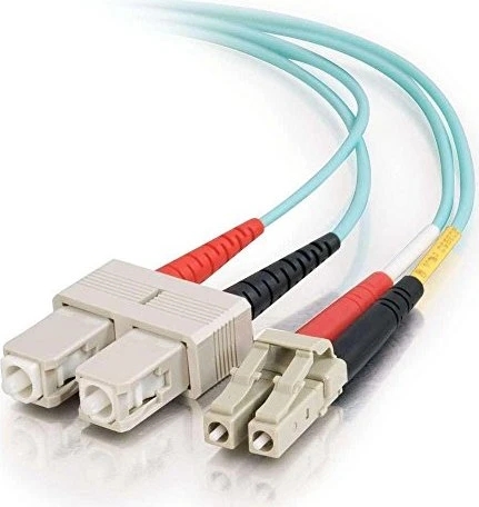 C2G LWL Duplex Kabel, OM3, 2x LC Stecker/2x SC Stecker, 3m, türkis