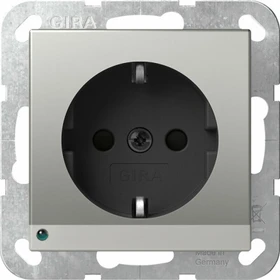 Gira System 55 SCHUKO-Steckdose 16A 250V mit LED-Orientierungsleuchte und Shutter, edelstahl