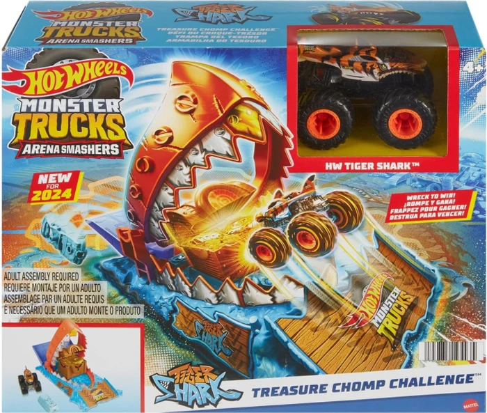 Mattel Hot Wheels Monster Trucks Arena Smashers Treasure Chomp Challenge Playset